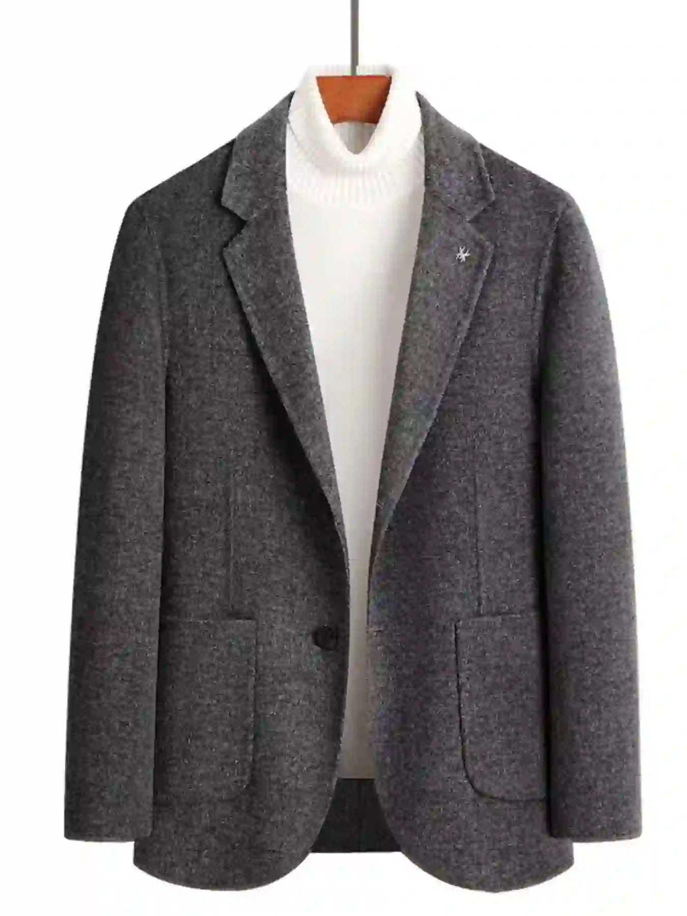 Men's Plus Size One Button Long Sleeve Blazer