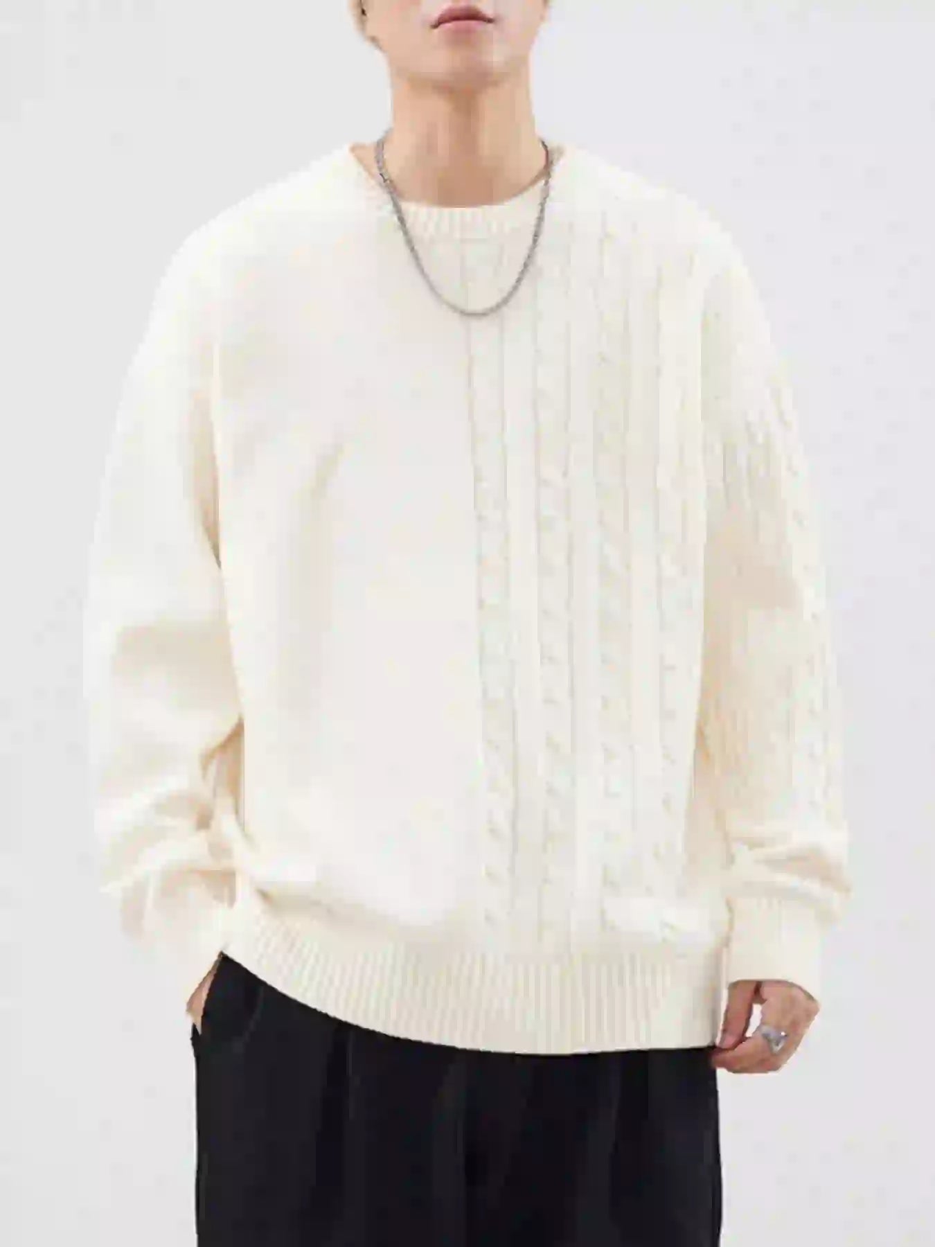 Men's Full Size Cable Knit Long Sleeve Sweater Plus Size