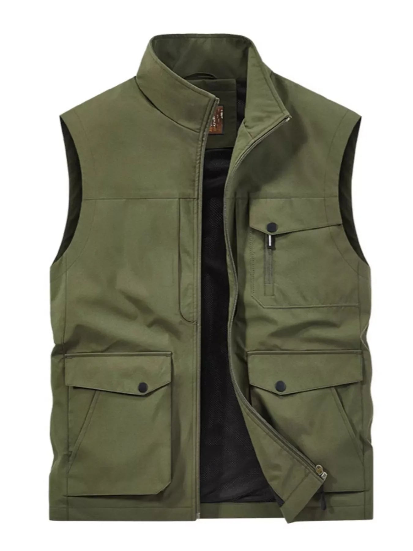 Plus Size Zip Up Multi-Pocket Outdoor Vest