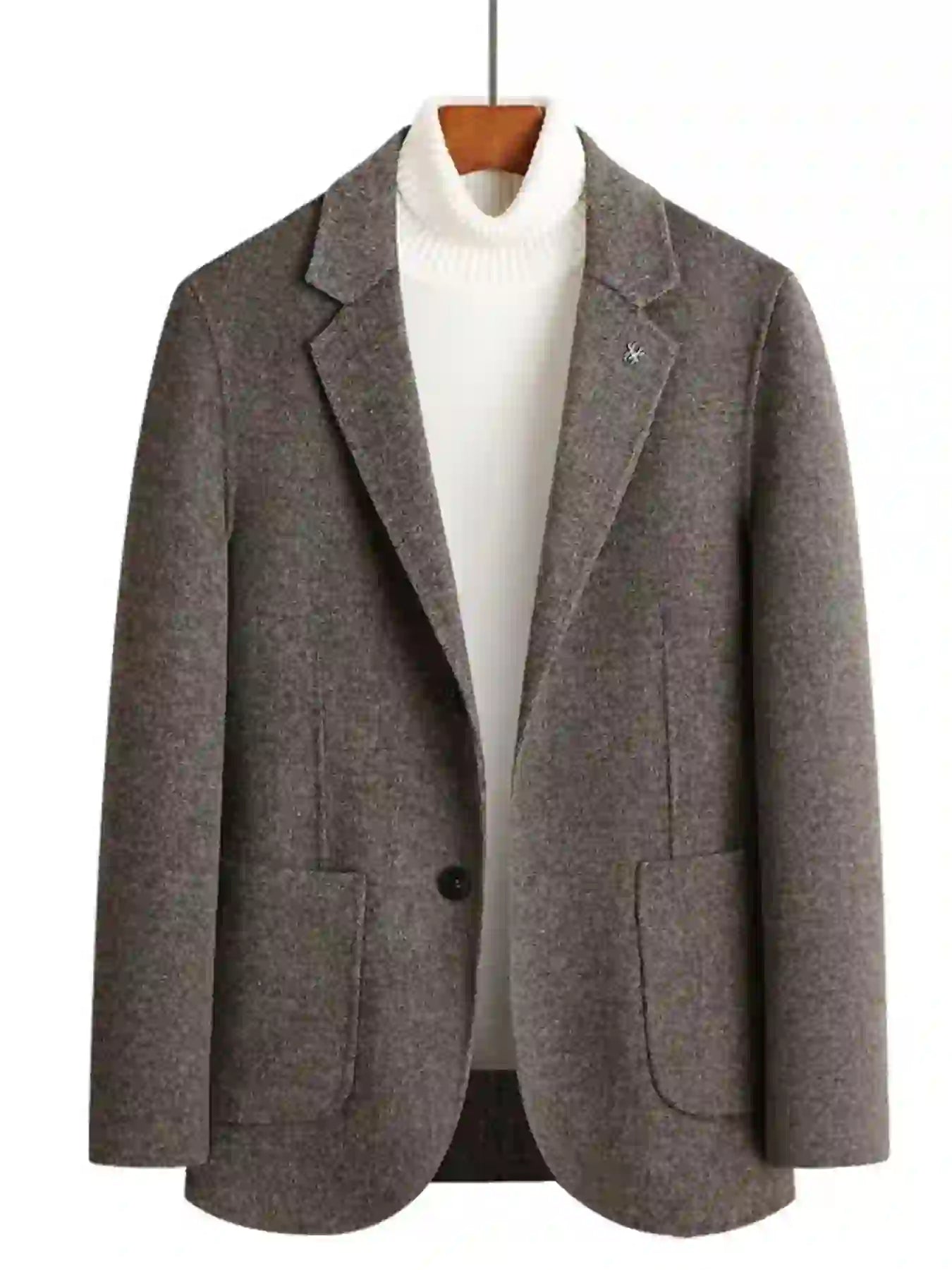 Men's Plus Size One Button Long Sleeve Blazer
