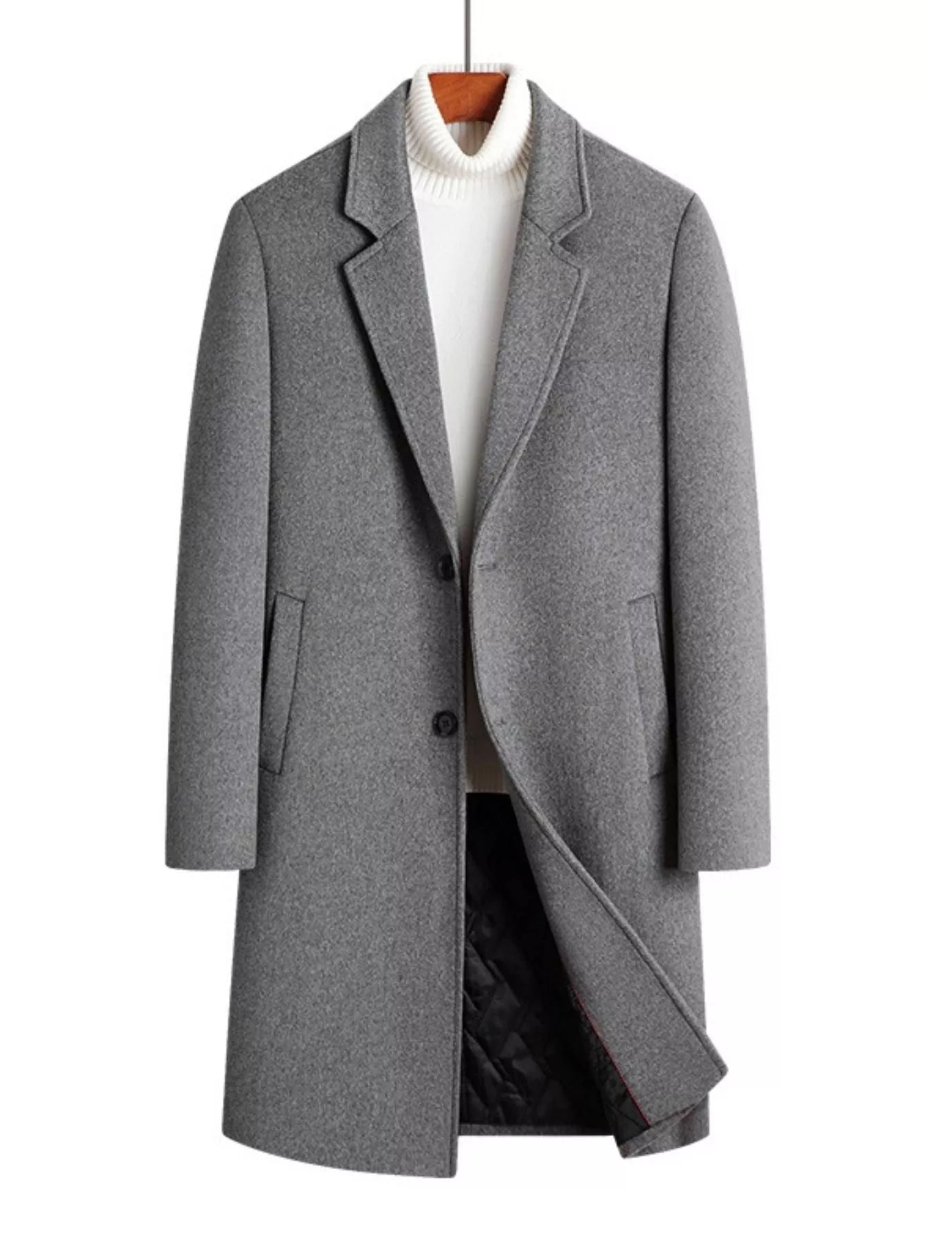 Plus Size Classic Button Up Overcoat