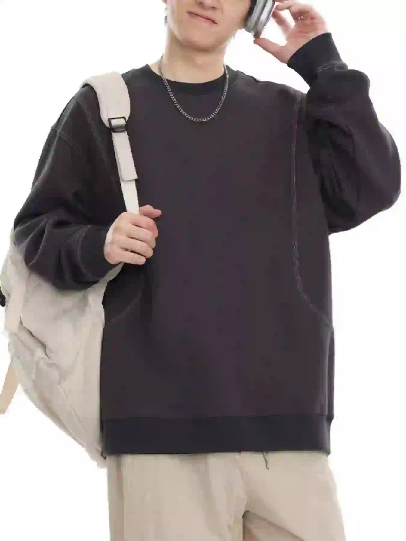 Men's Plus Size Round Neck Long Sleeve Sweatshirt