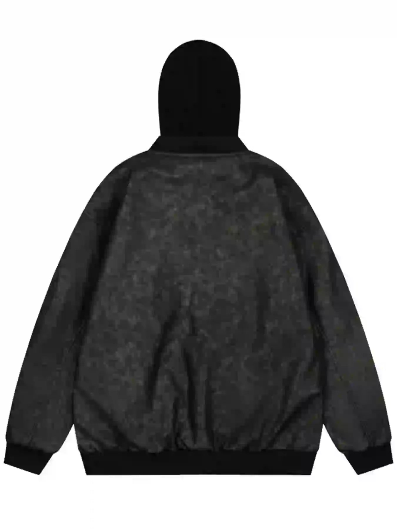 Drawstring Washed Zip Up Hooded Jacket