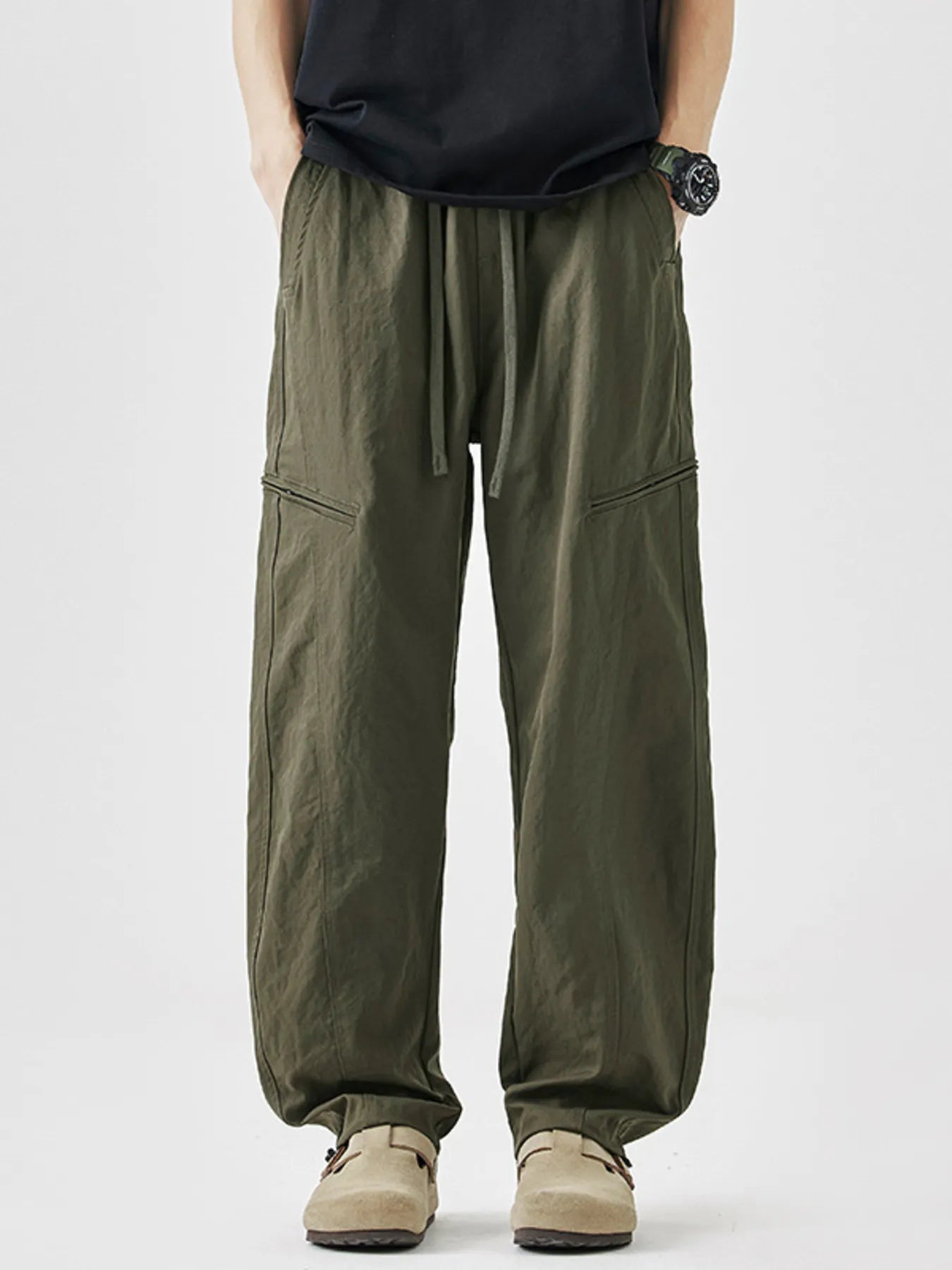 Loose Fit Drawstring Casual Pants