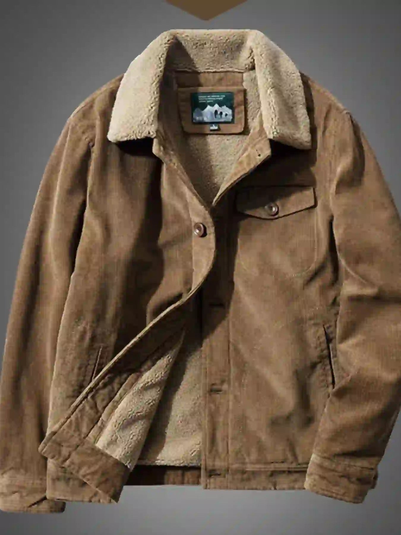 Men's Plus Size Sherpa Corduroy Button Up Jacket