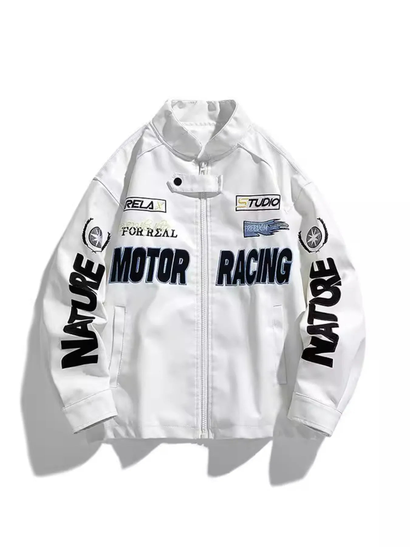 Zip Up Motor Racing Leather Jacket