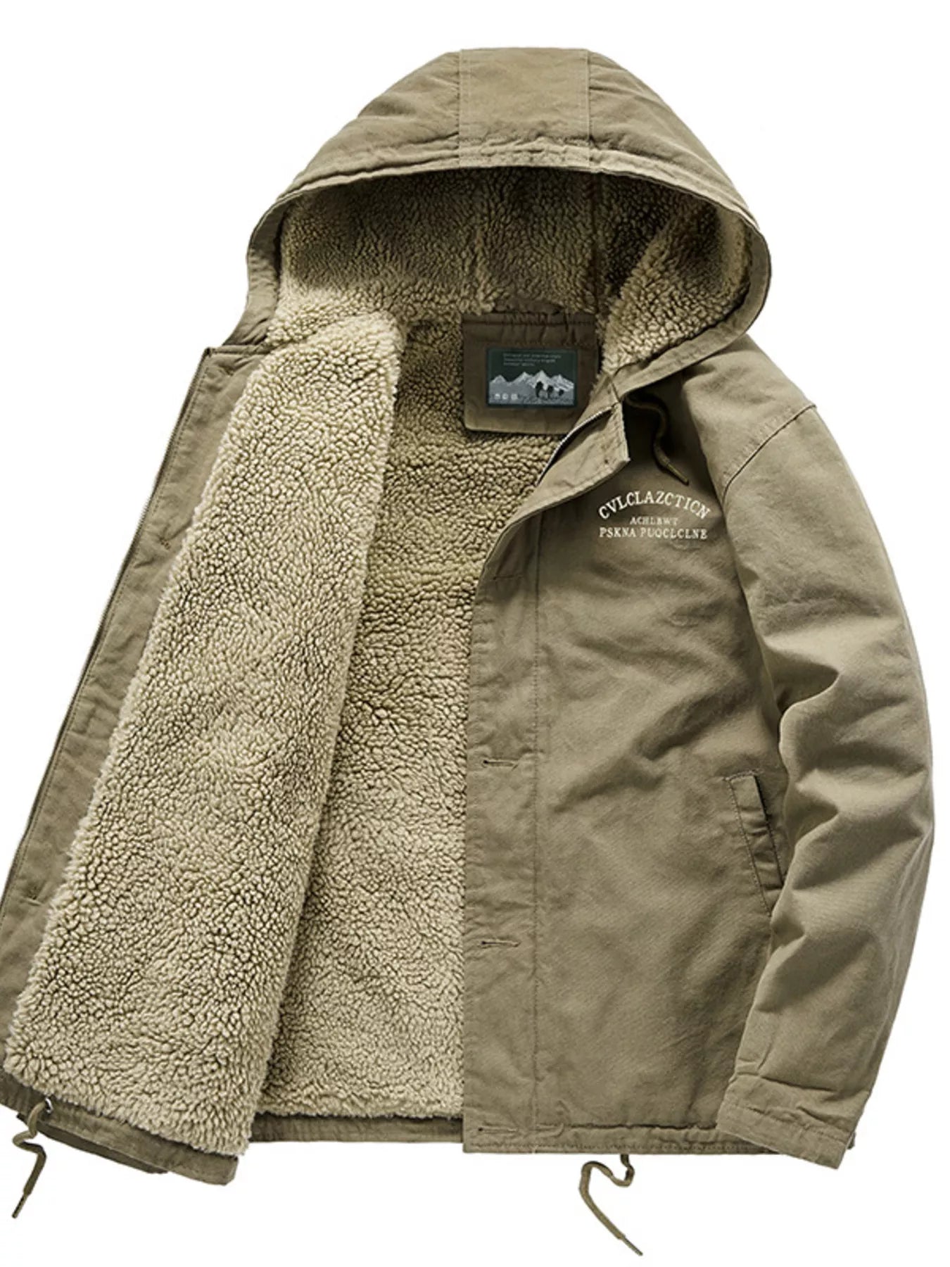 Plus Size Sherpa Lined Hooded Winter Jacket