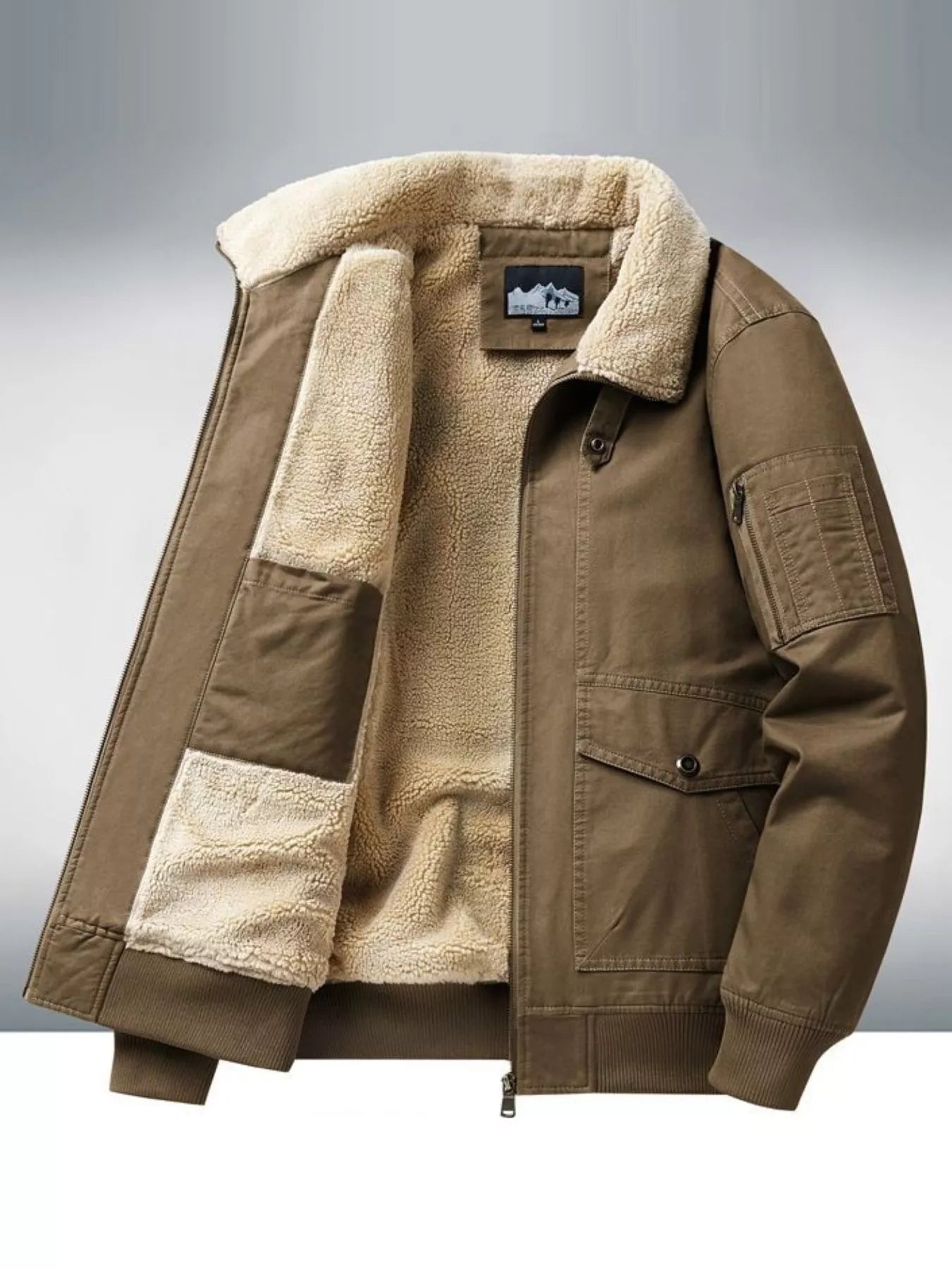 Warm Sherpa Lined Zip Up Jacket