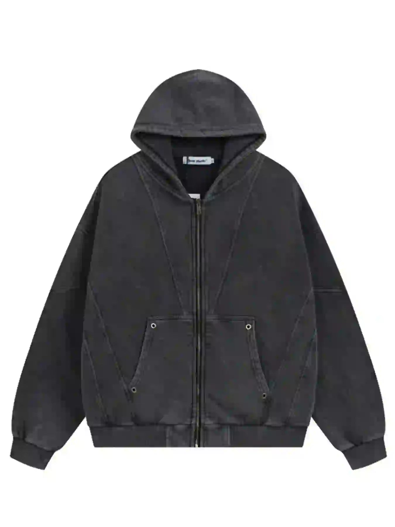 Washed Zip Up Long Sleeve Hooded Jacket