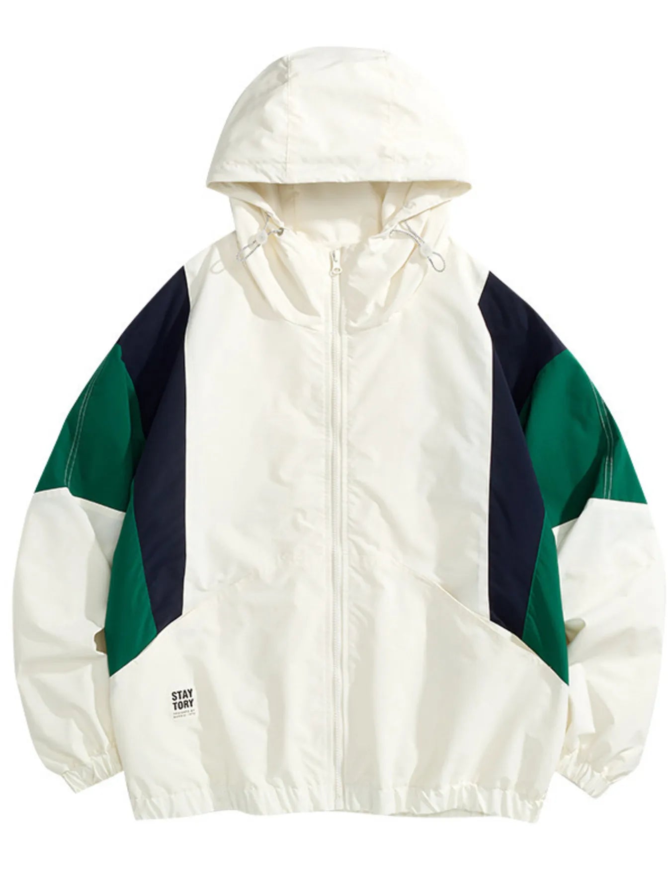 Full Size Color Block Lightweight Hooded Windbreaker Jacket Plus Size
