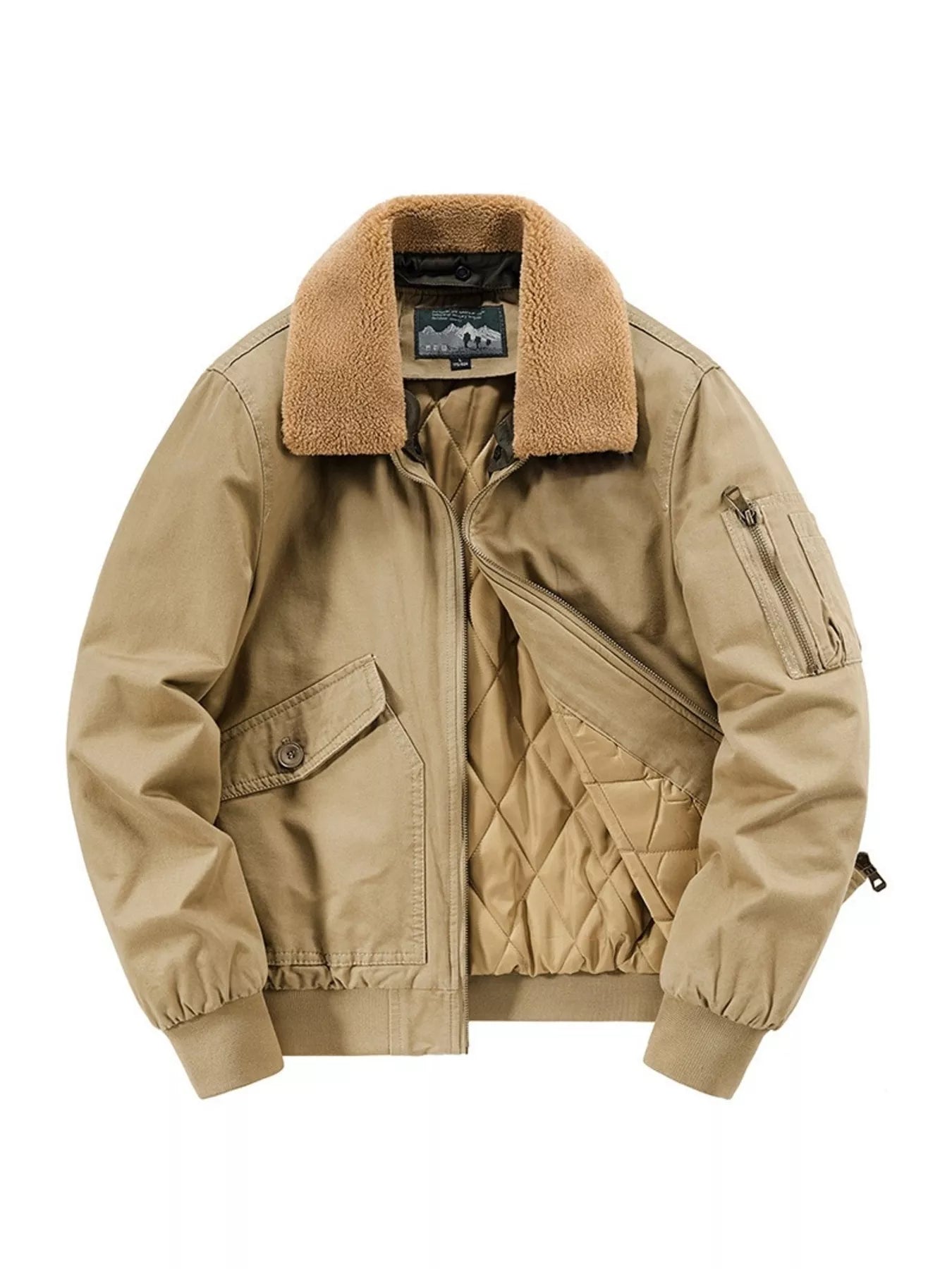 Vintage Fur Collar Bomber Jacket