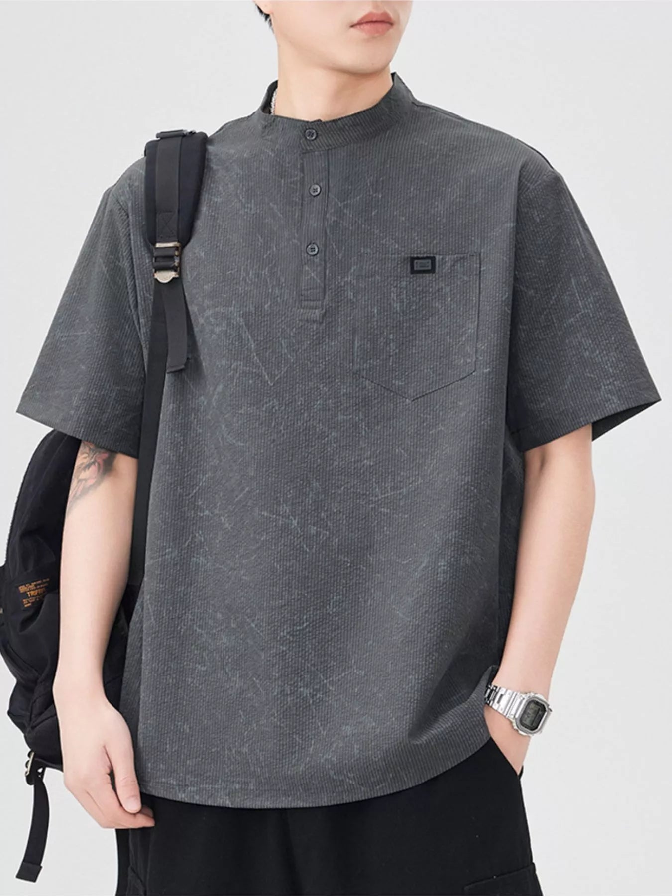 Button Detail Short Sleeve Top