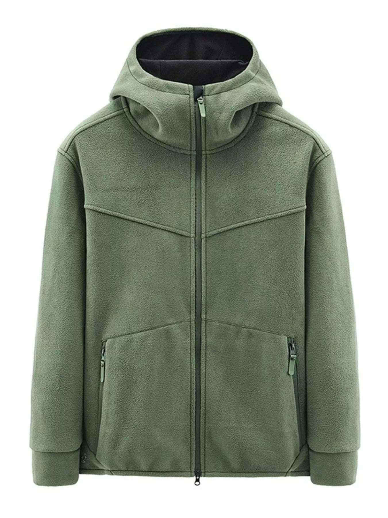 Plus Size Casual Fleece Full-Zip Hooded Jacket
