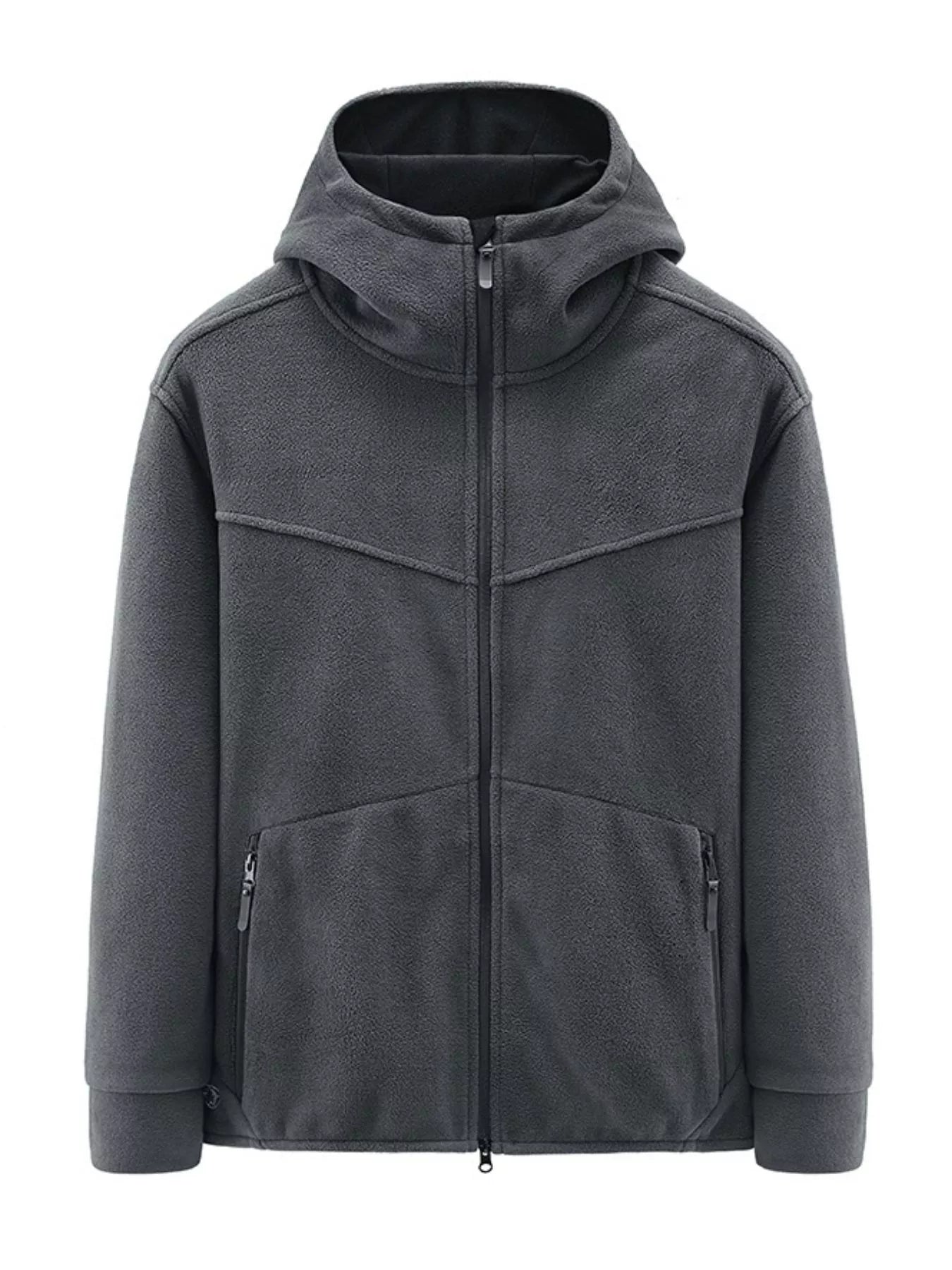 Plus Size Casual Fleece Full-Zip Hooded Jacket