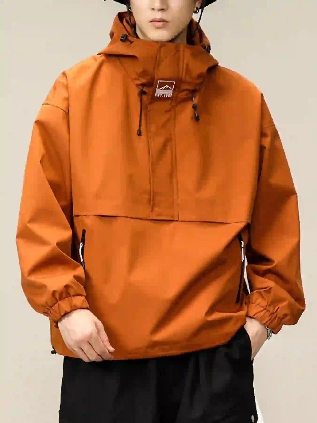 Men's Plus Size Hooded Windbreaker Jacket