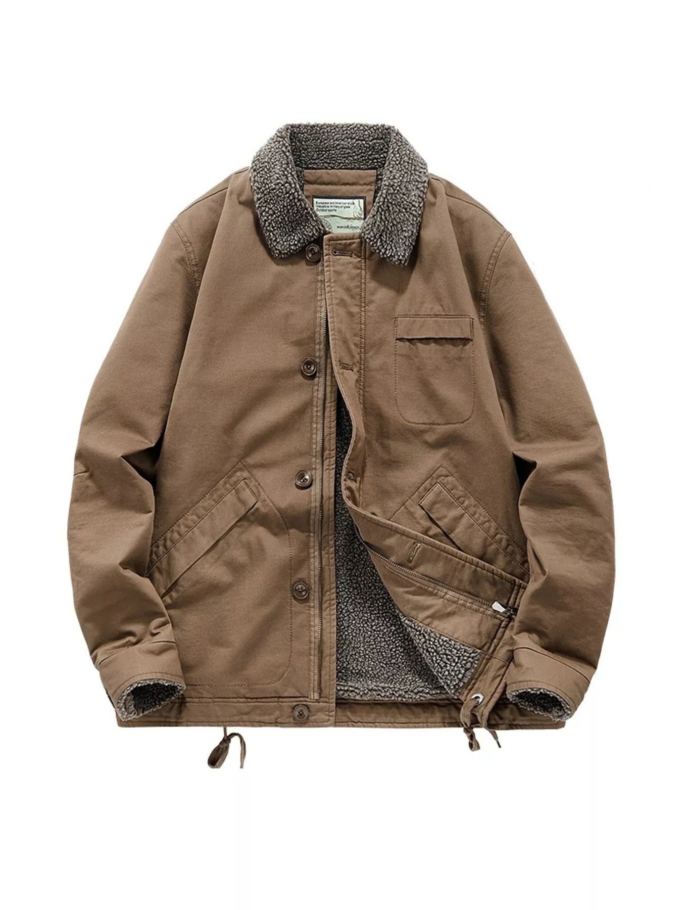 Men's Plus Size Sherpa Collar Button Up Jacket