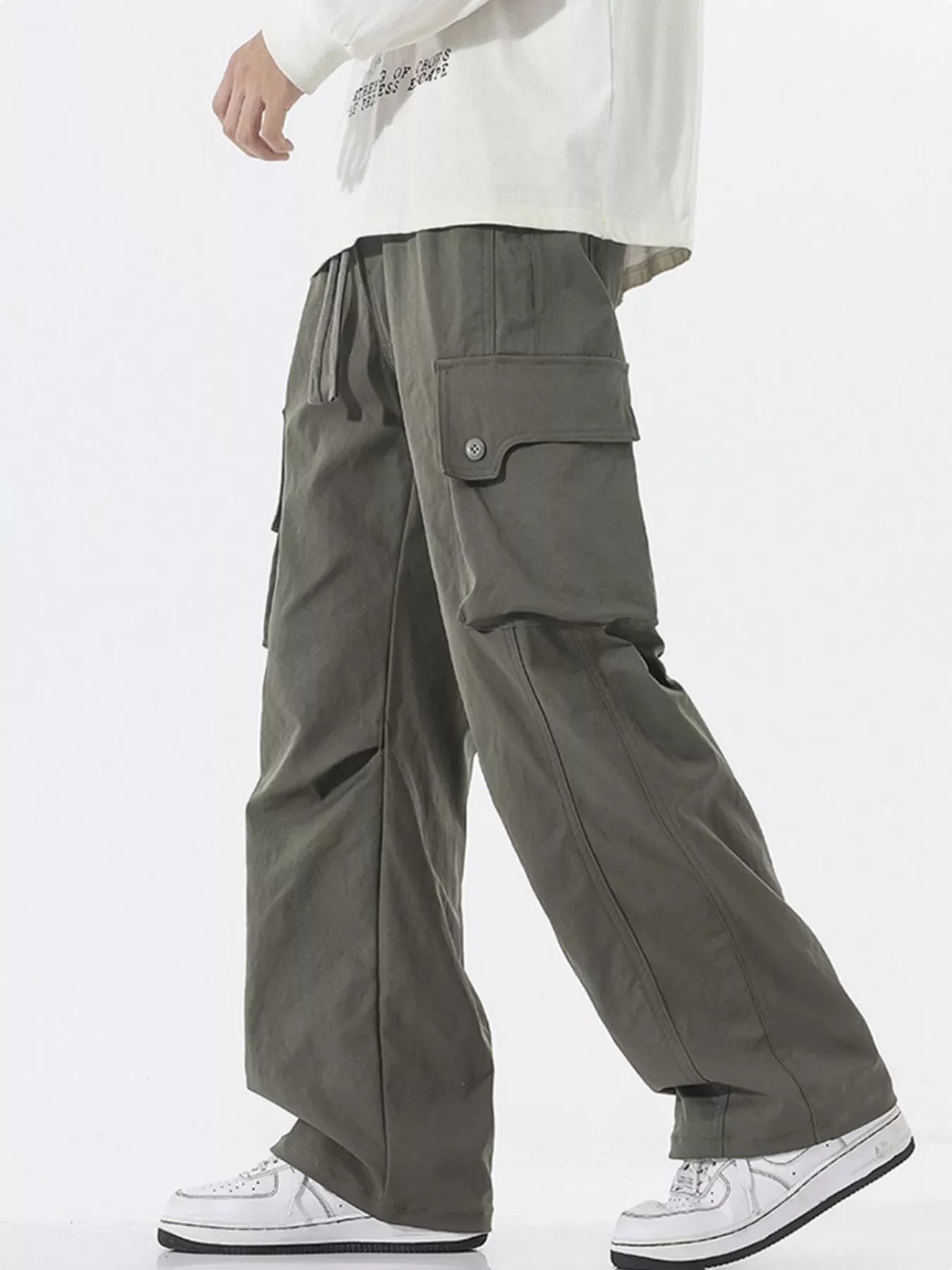 Men's Full Size Loose Fit Multi-Pocket Cargo Pants Plus Size