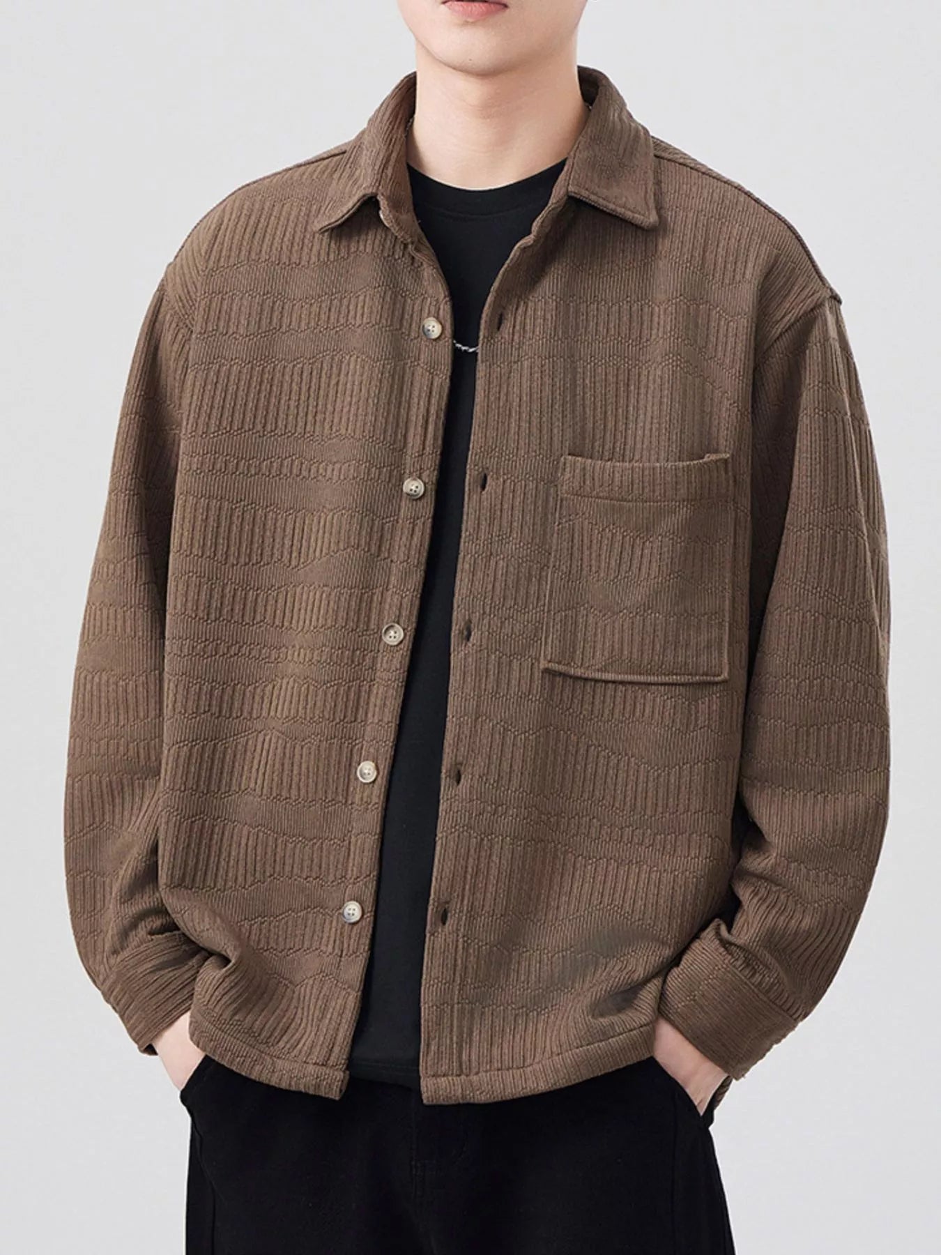 Plus Size Textured Button-Down Shirt