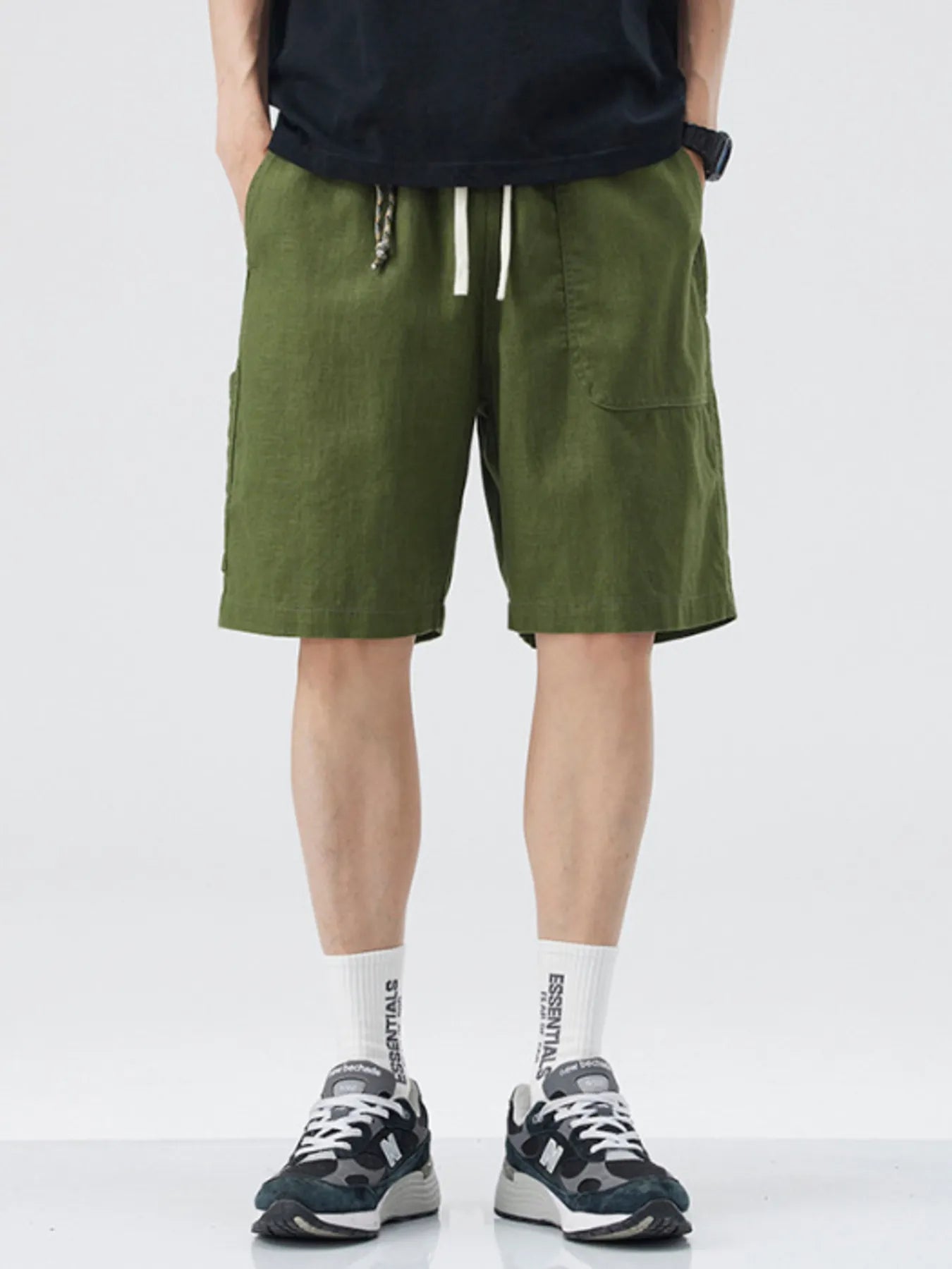 Drawstring Pocketed Casual Shorts