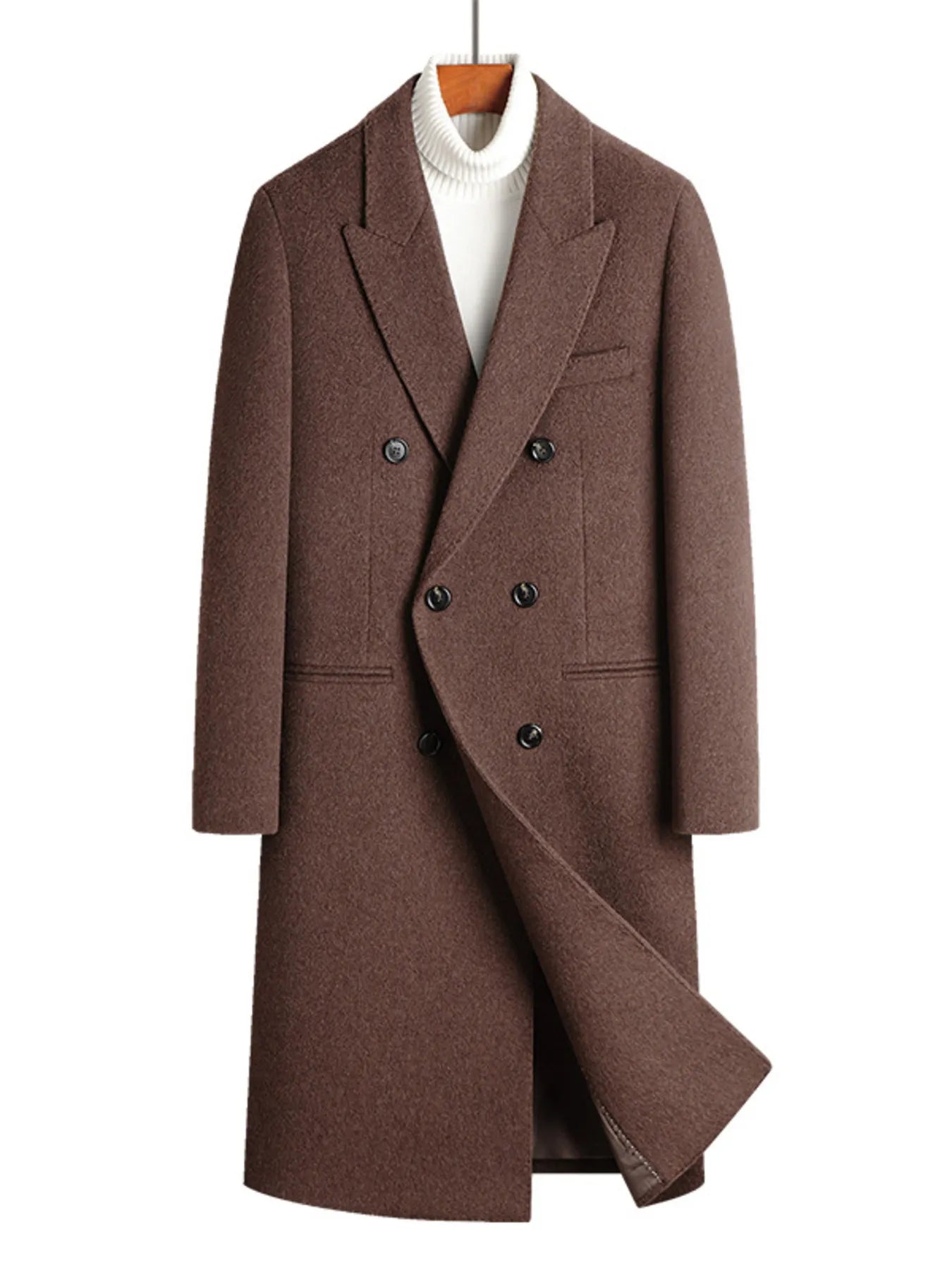 Wool Blend Double-Breasted Overcoat