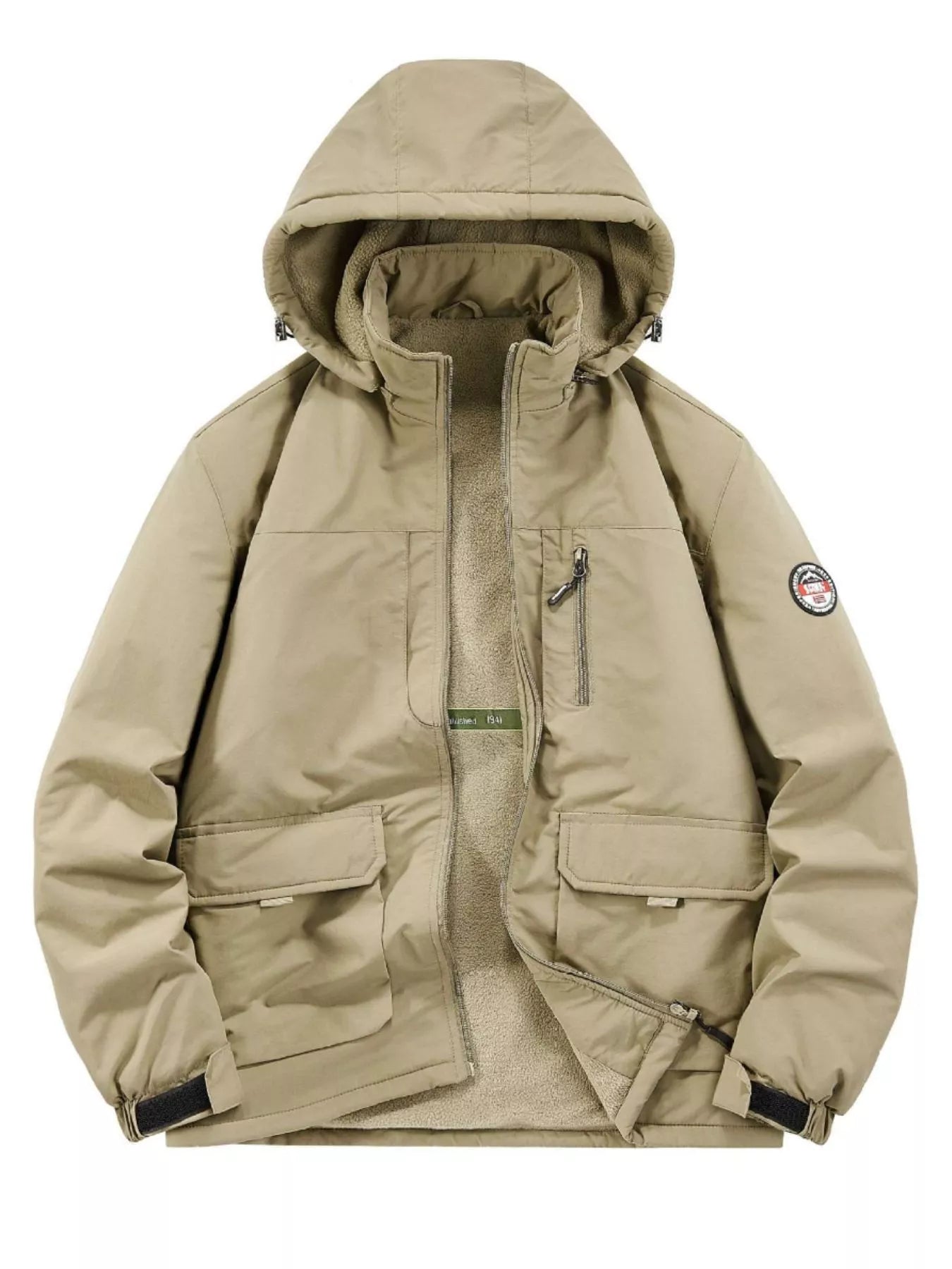 Men's Plus Size Zip Up Hooded Outdoor Jacket