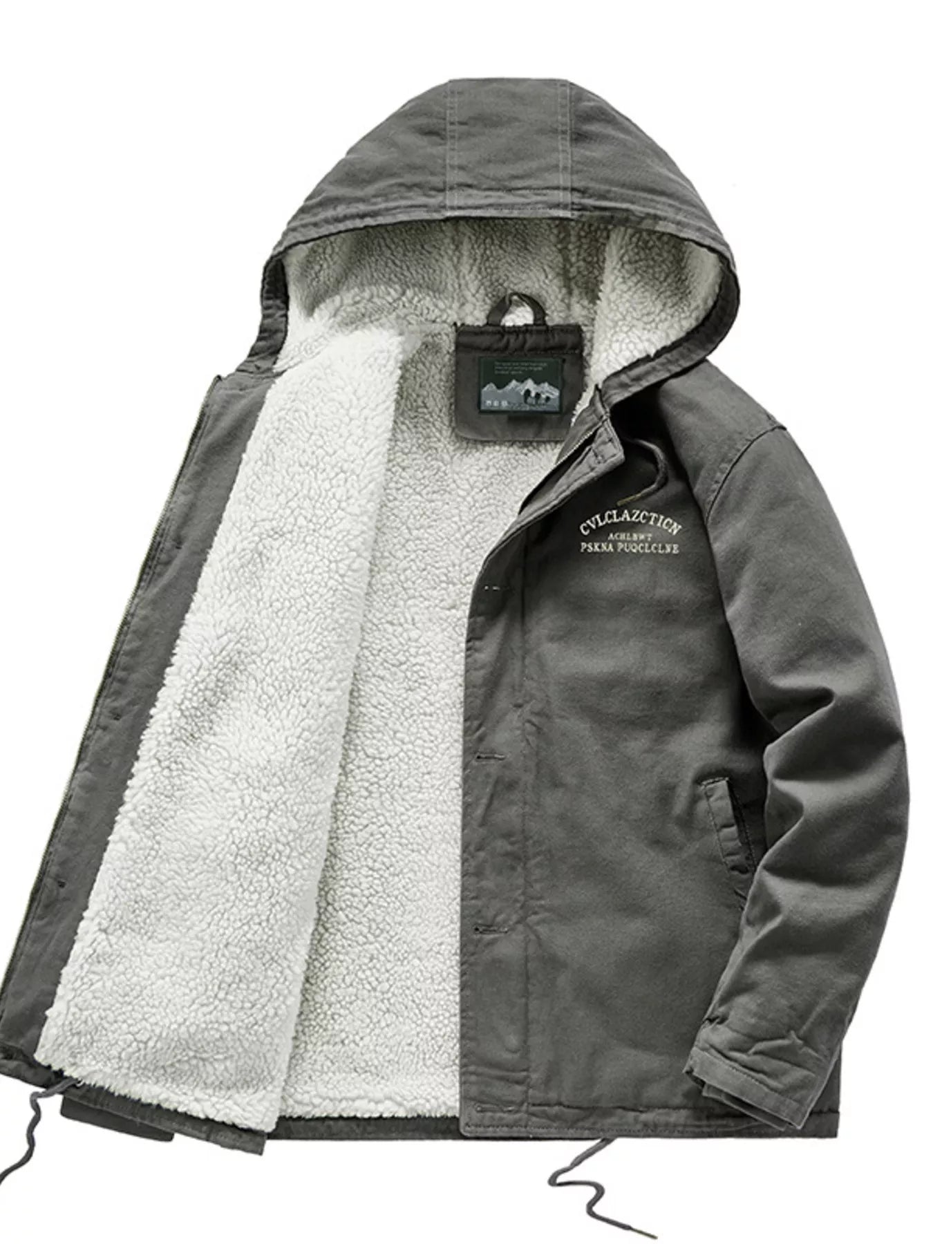 Plus Size Sherpa Lined Hooded Winter Jacket