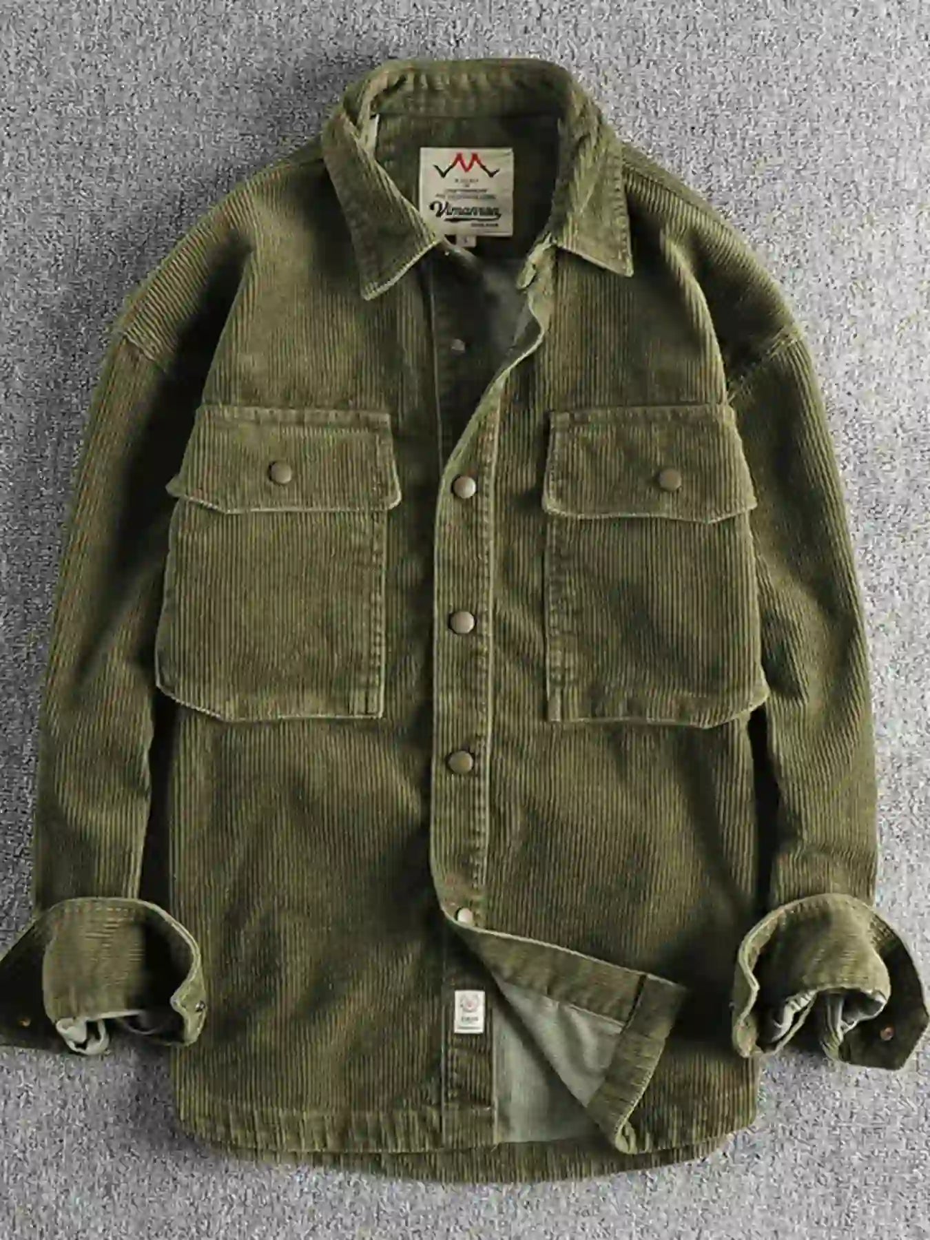 Plus Size Corduroy Button Up Long Sleeve Jacket