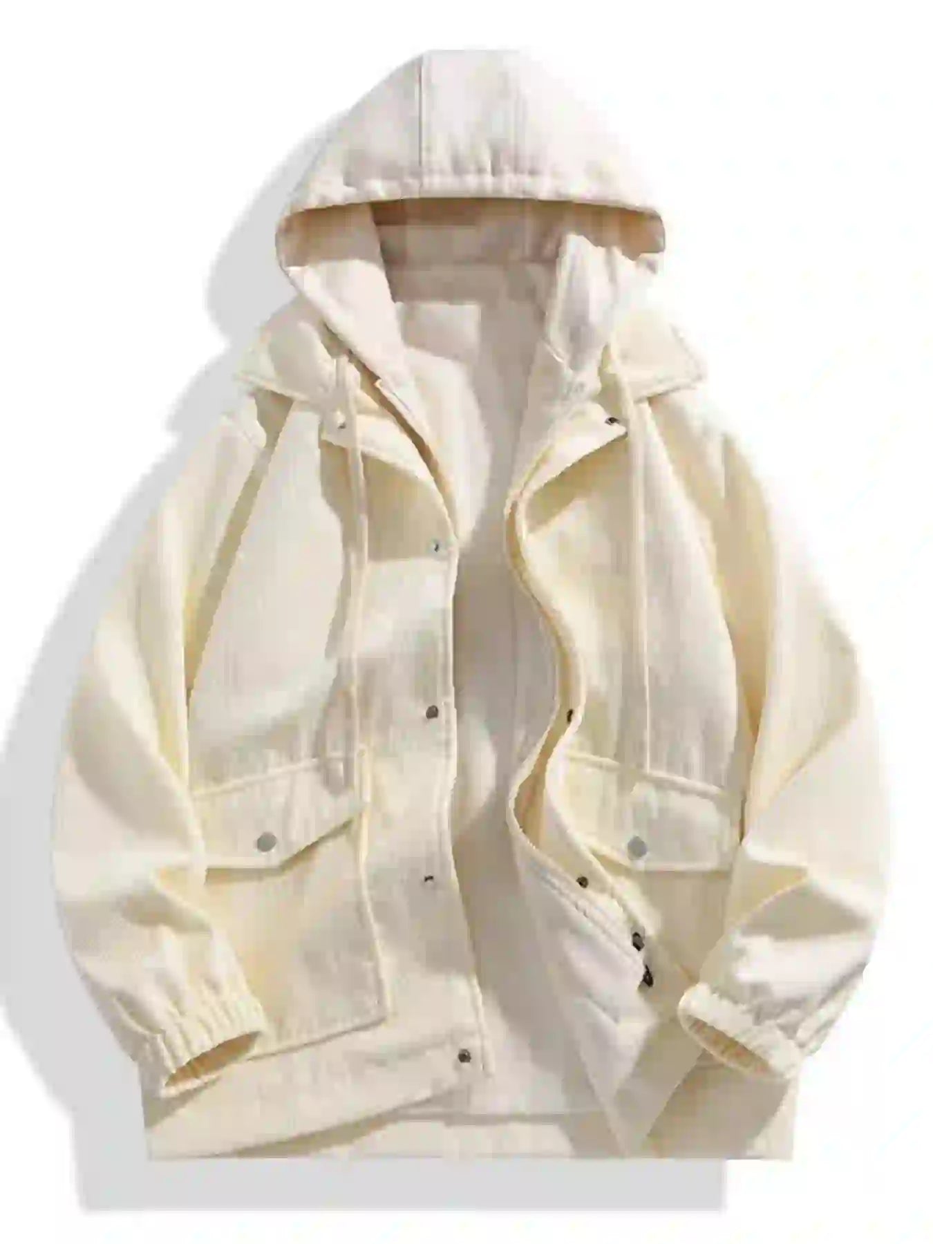 Men's Plus Size Casual Corduroy Snap Down Hooded Jacket