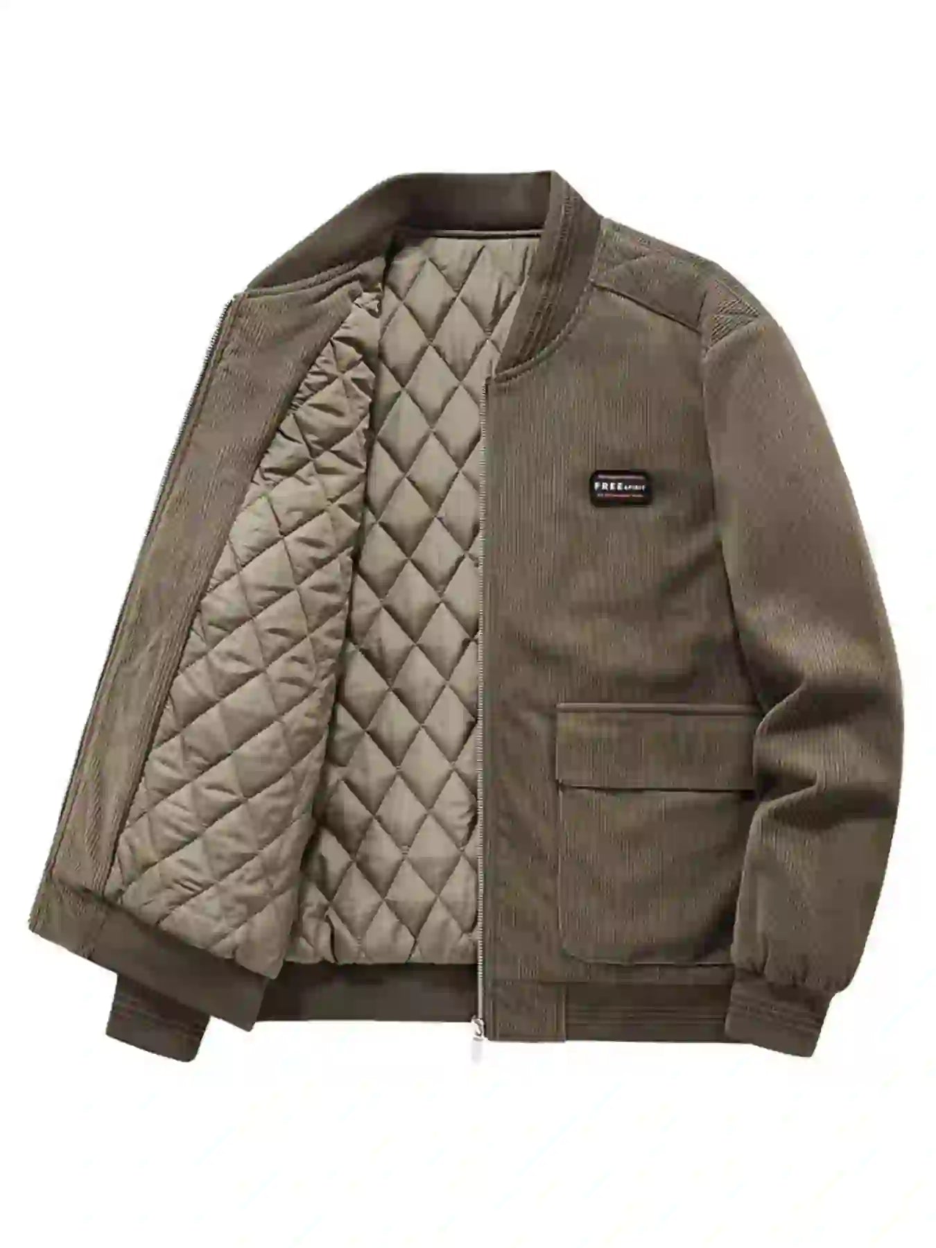 Men's Plus Size Casual Corduroy Quilted Lined Jacket