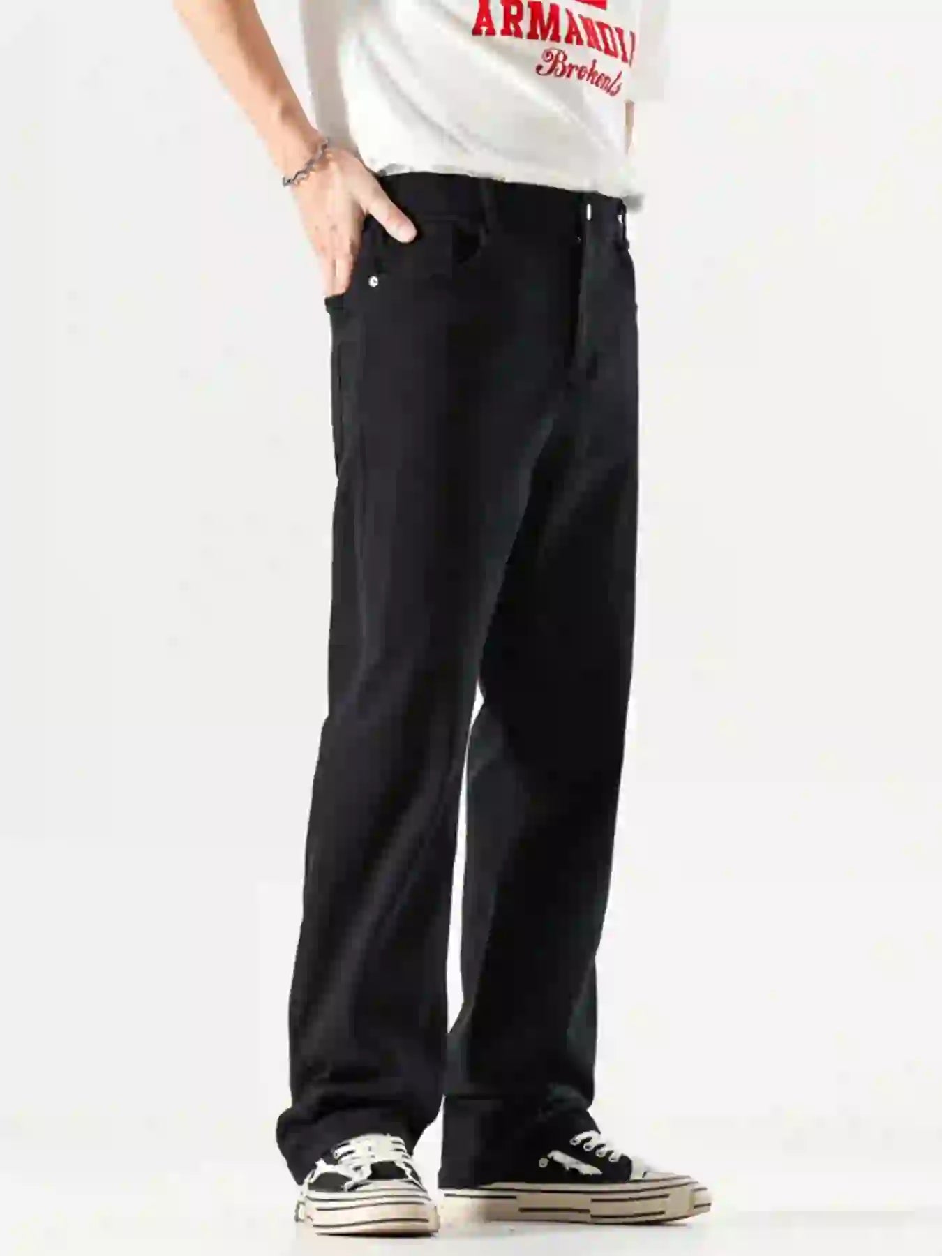 Men's Full Size Wide Leg Jeans with Pockets Plus Size