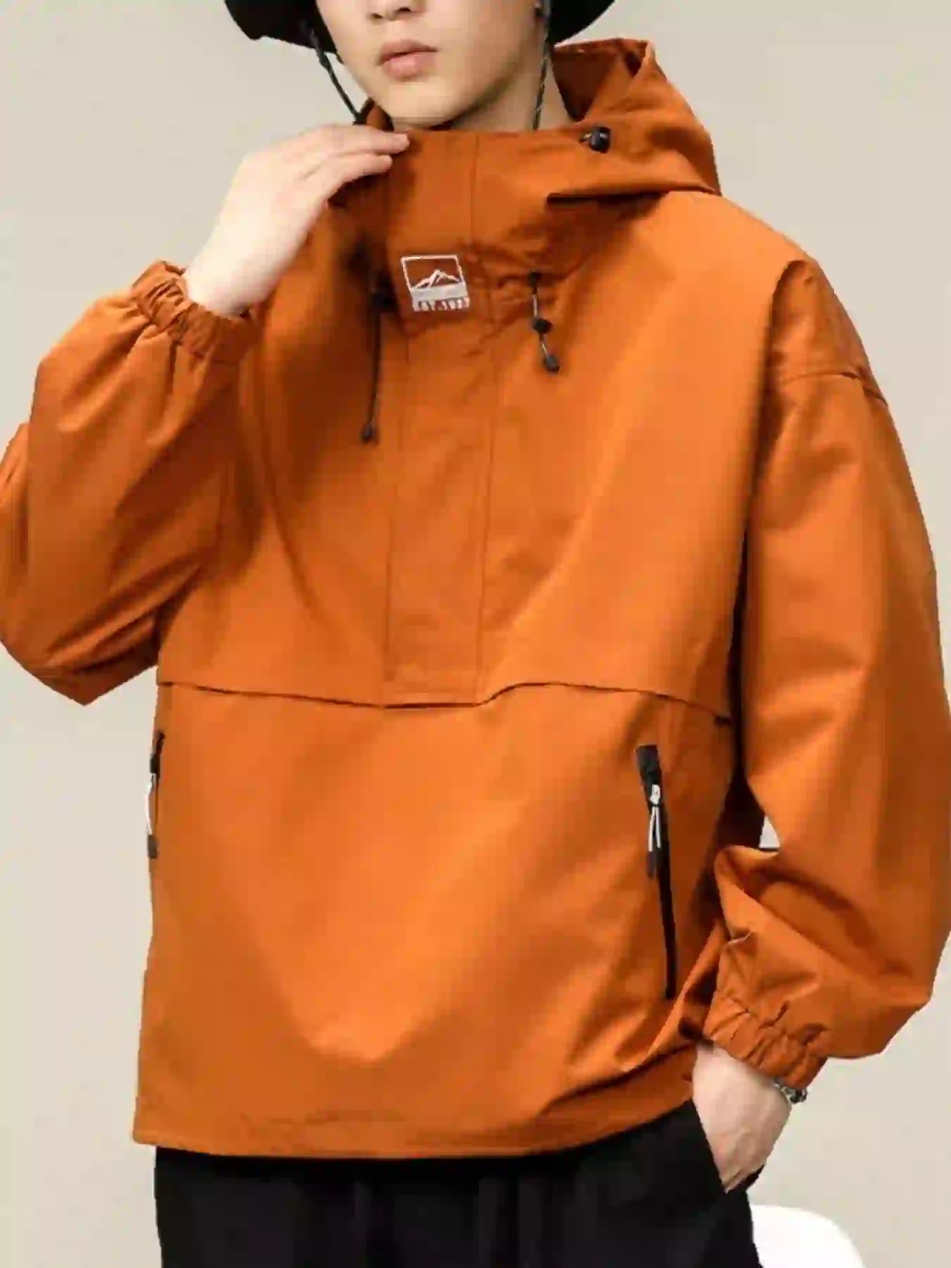 Men's Plus Size Hooded Windbreaker Jacket