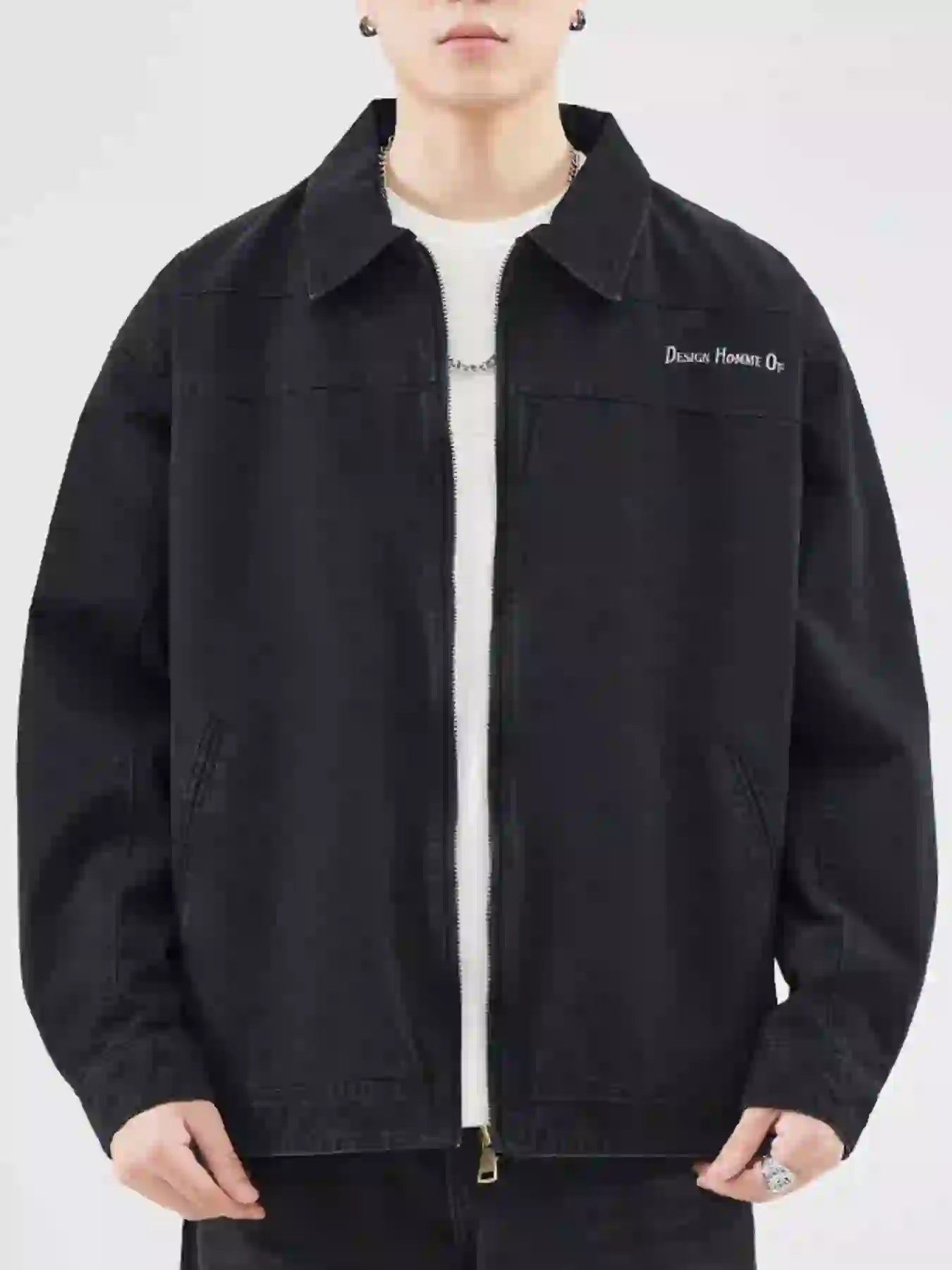 Plus Size Zip Up Long Sleeve Jacket