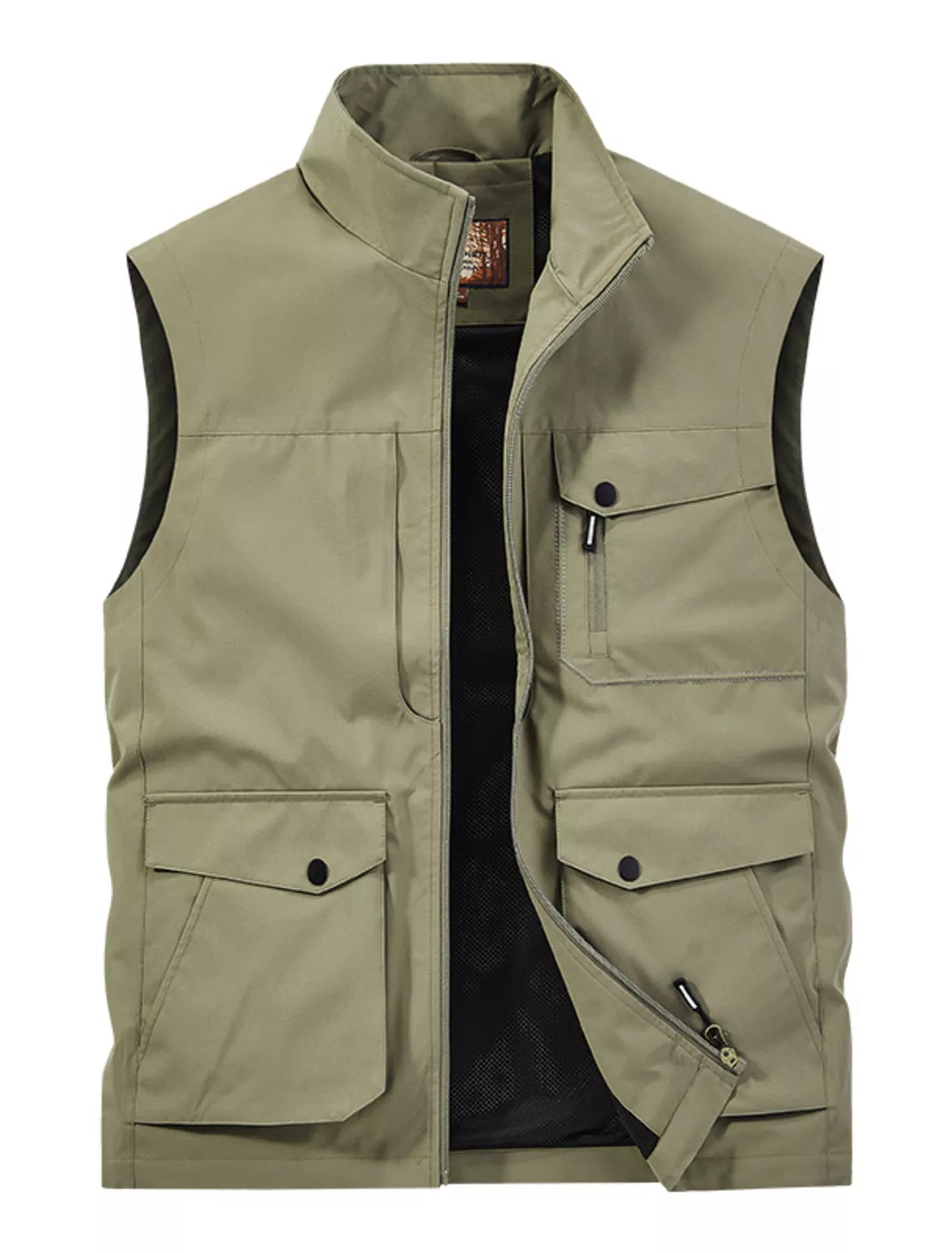 Plus Size Zip Up Multi-Pocket Outdoor Vest