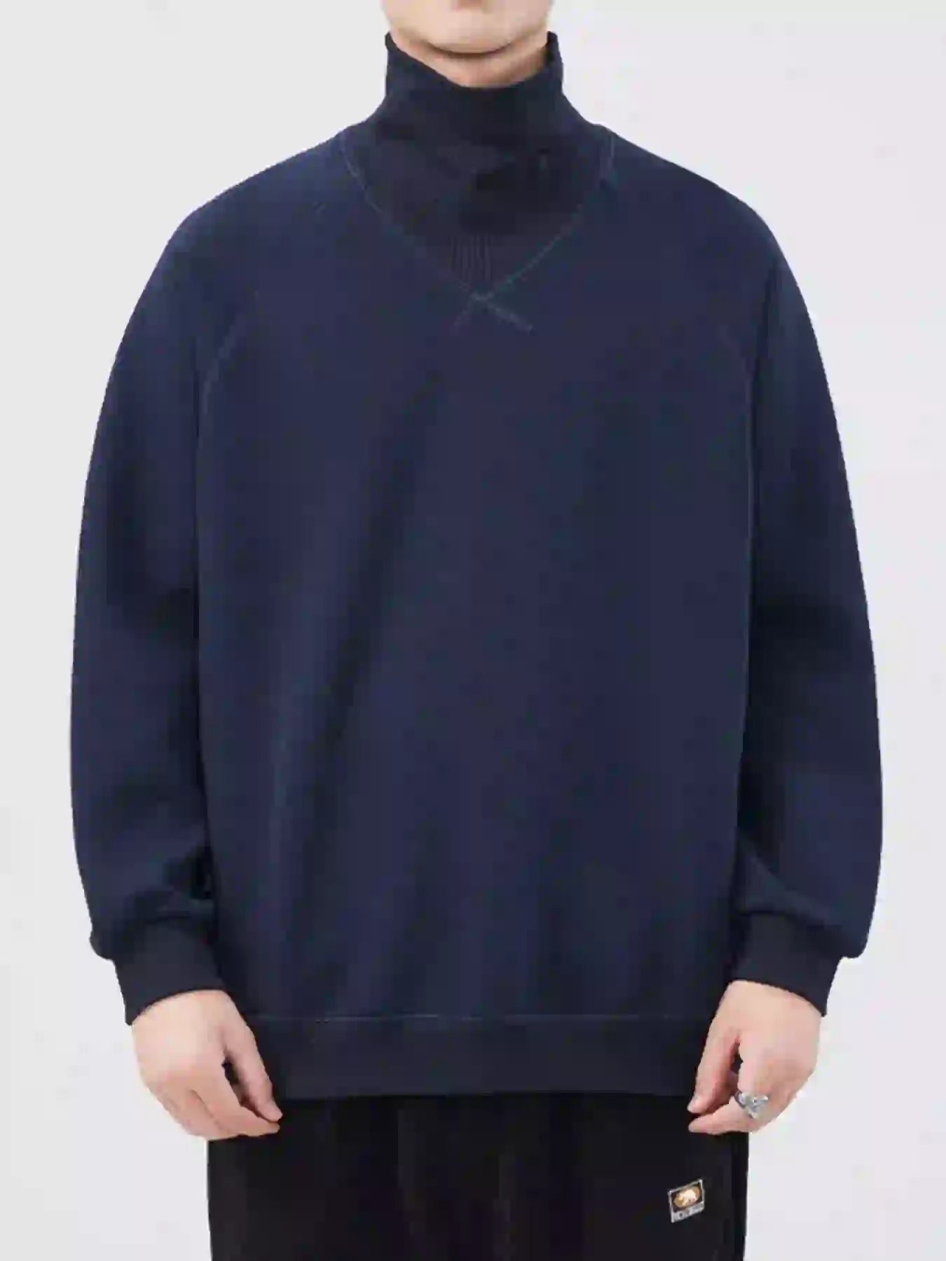 Men's Plus Size Turtleneck Long Sleeve Sweatshirt